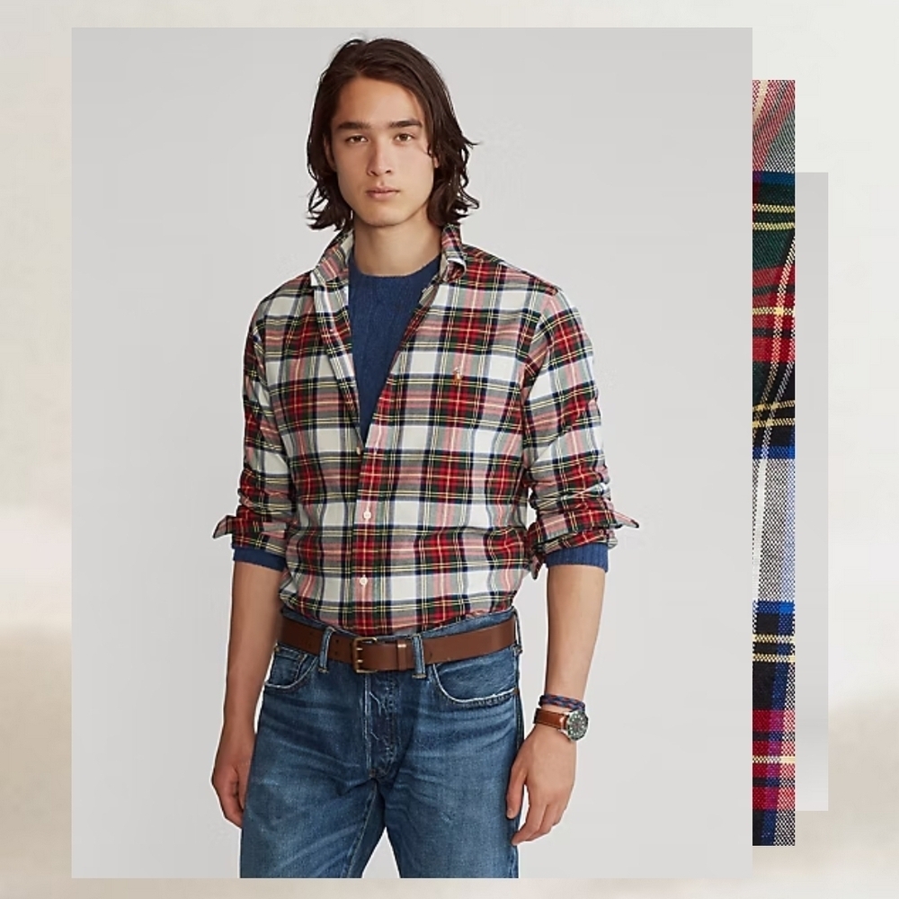 Ralph Lauren Classic Fit Plaid Oxford Shirt XS Holiday Christmas Button Down